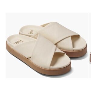 BEEK Women Hen Sandal Crossover Tan Cognac Leather Open Toe Slide Size 10 Dirt